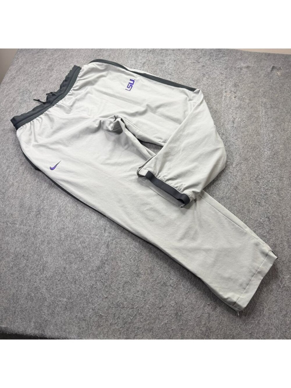LSU Tigers Nike Track Pants Men XL Gray DRI-FIT Ankle Zip Training 31"